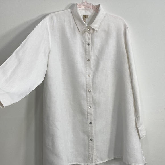 Comfy USA Button Down Top Line Blend Women's Large White - Picture 4 of 11